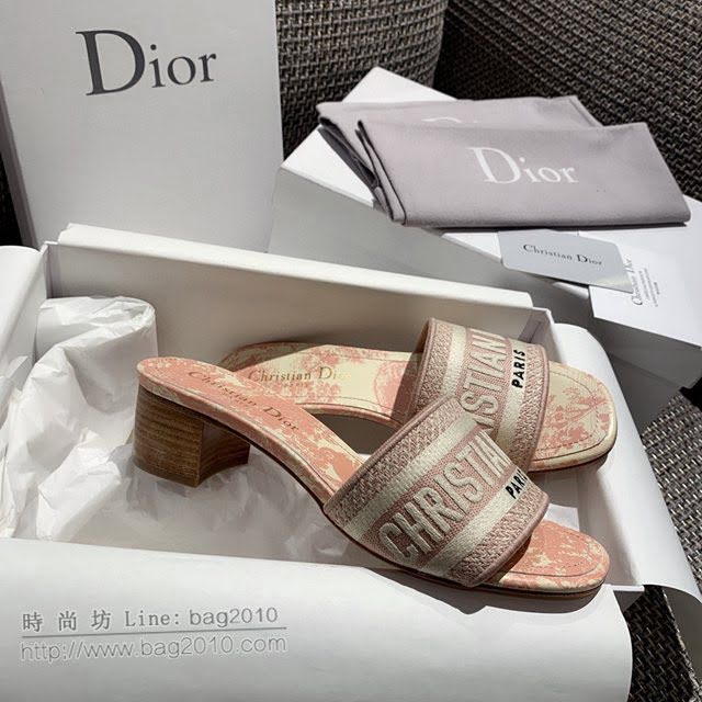 DIOR女鞋 迪奧2021專櫃新款磨砂新大底涼拖 Dior一字型刺繡平拖  naq1508